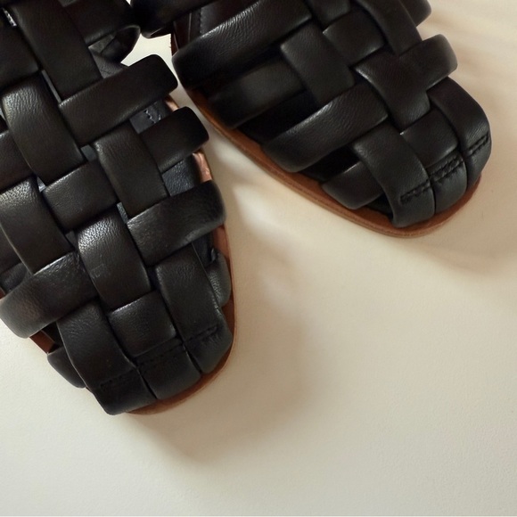 Vince Camuto Cresetia Black Leather Woven Slip-On Sandals Block Heel - Picture 7 of 7